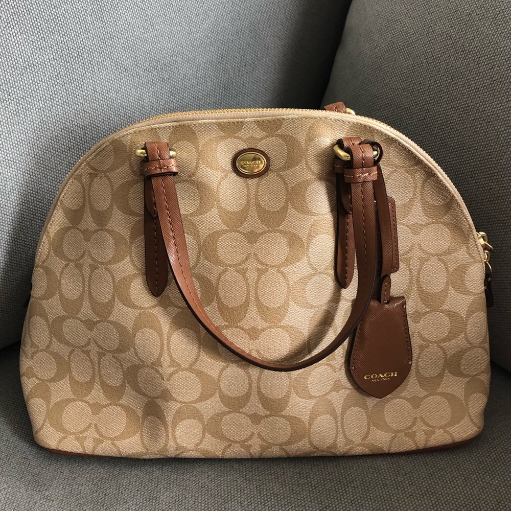 Coach Peyton Signature Cora Satchel in Tan